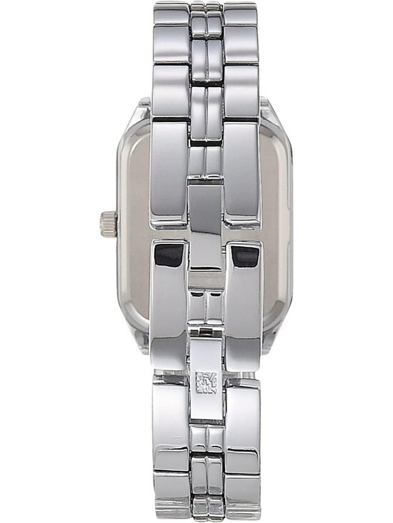 Anne Klein Womens Silver And Black Analog Roman Numeral Octagonal Bracelet Watch